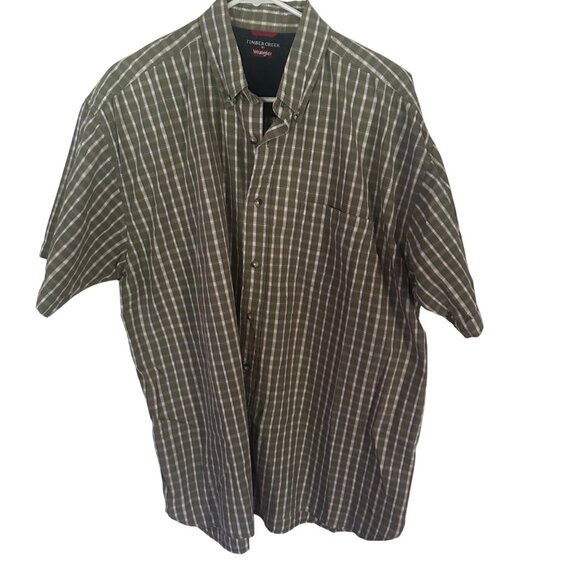 Timber Creek by Wrangler green and white check short sleeve shirt size XL - Picture 4 of 6